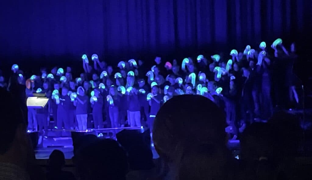 Fourth grade students singing at concert