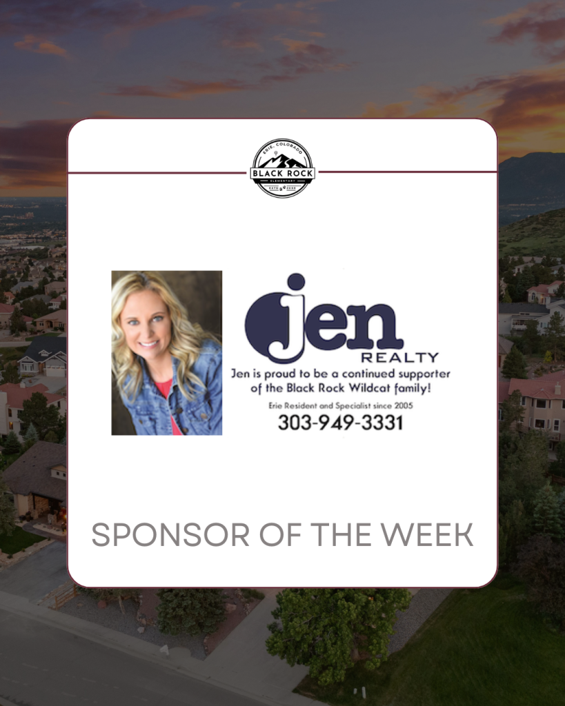 Imagen en la que se promociona a Jen Realty como «Patrocinador de la semana» de Black Rock , con una foto de Jen y su información de contacto.