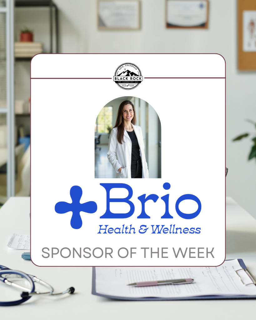 En la imagen aparece una mujer sonriente con bata de laboratorio, promocionando a Brio Health &amp; Wellness como patrocinador de la semana de Black Rock .